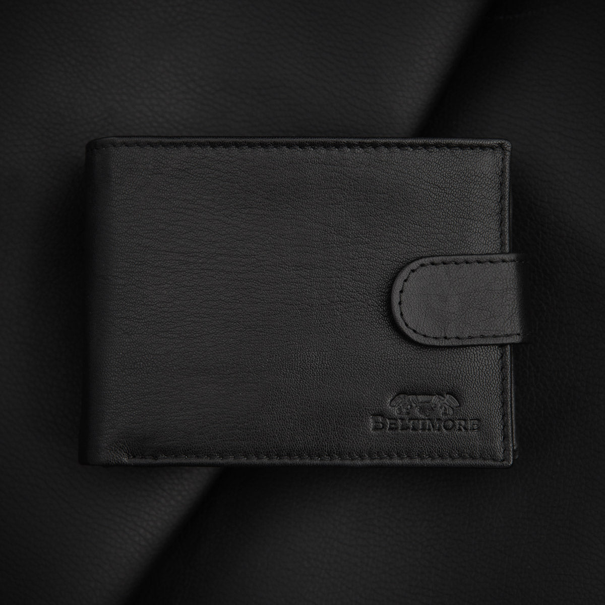 Didelės klasikinės juodos spalvos horizontalios odinės vyriškos piniginės natūralios odos Beltimore