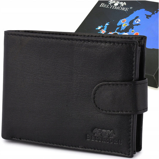 Didelės klasikinės juodos spalvos horizontalios odinės vyriškos piniginės natūralios odos Beltimore