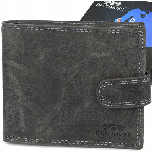 Didelės klasikinės juodos spalvos horizontalios odinės vyriškos piniginės natūralios odos Beltimore