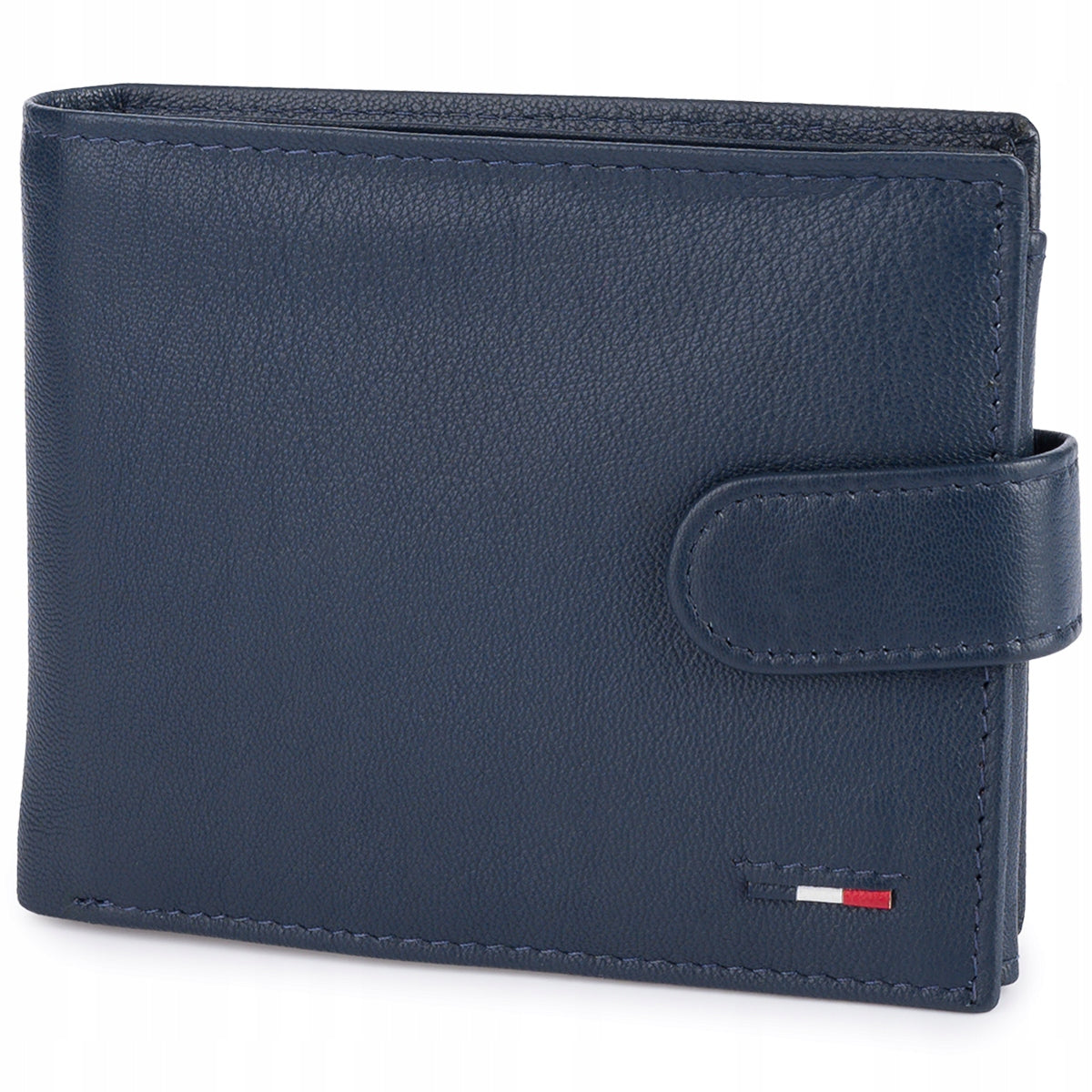 Klasikinis didelis horizontalus vyriškas odinis natūralios odos dėklas "Beltimore" tamsiai mėlynos spalvos