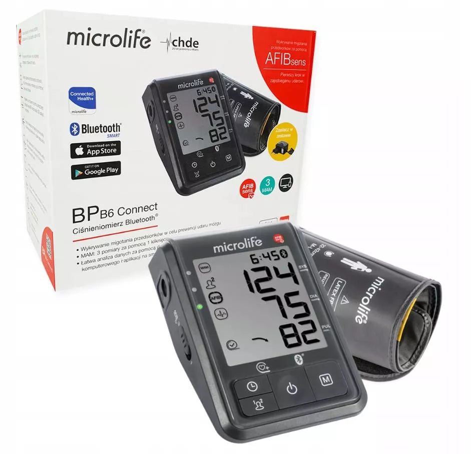 Microlife automatinis žastinis kraujospūdžio matuoklis BP B6 Bluetooth + maitinimo adapteris