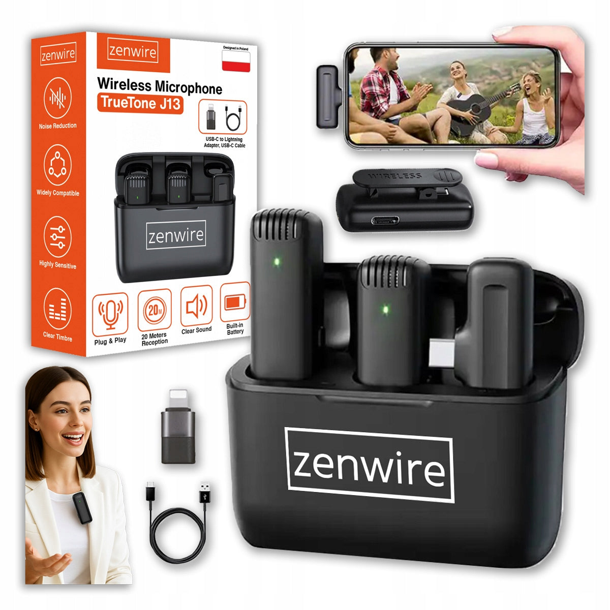 Belaidis Atlapinis Kondensatorinis Mikrofonas USB-C Bluetooth Telefonui