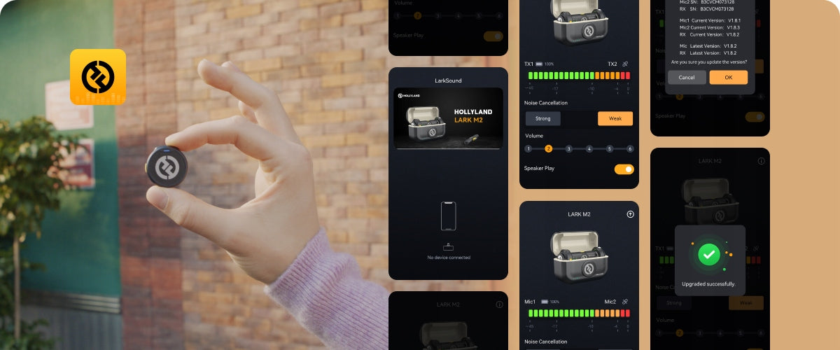 Bevielis apykaklinis mikrofonas Hollyland Lark M2 su USB-C 300m (2TX+1RX)