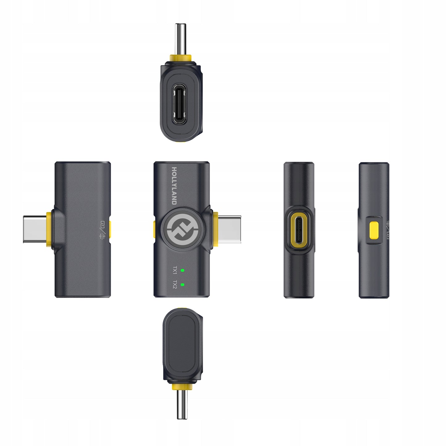 Bevielis apykaklinis mikrofonas Hollyland Lark M2 su USB-C 300m (2TX+1RX)