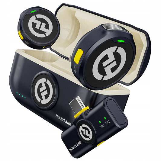 Bevielis apykaklinis mikrofonas Hollyland Lark M2 su USB-C 300m (2TX+1RX)