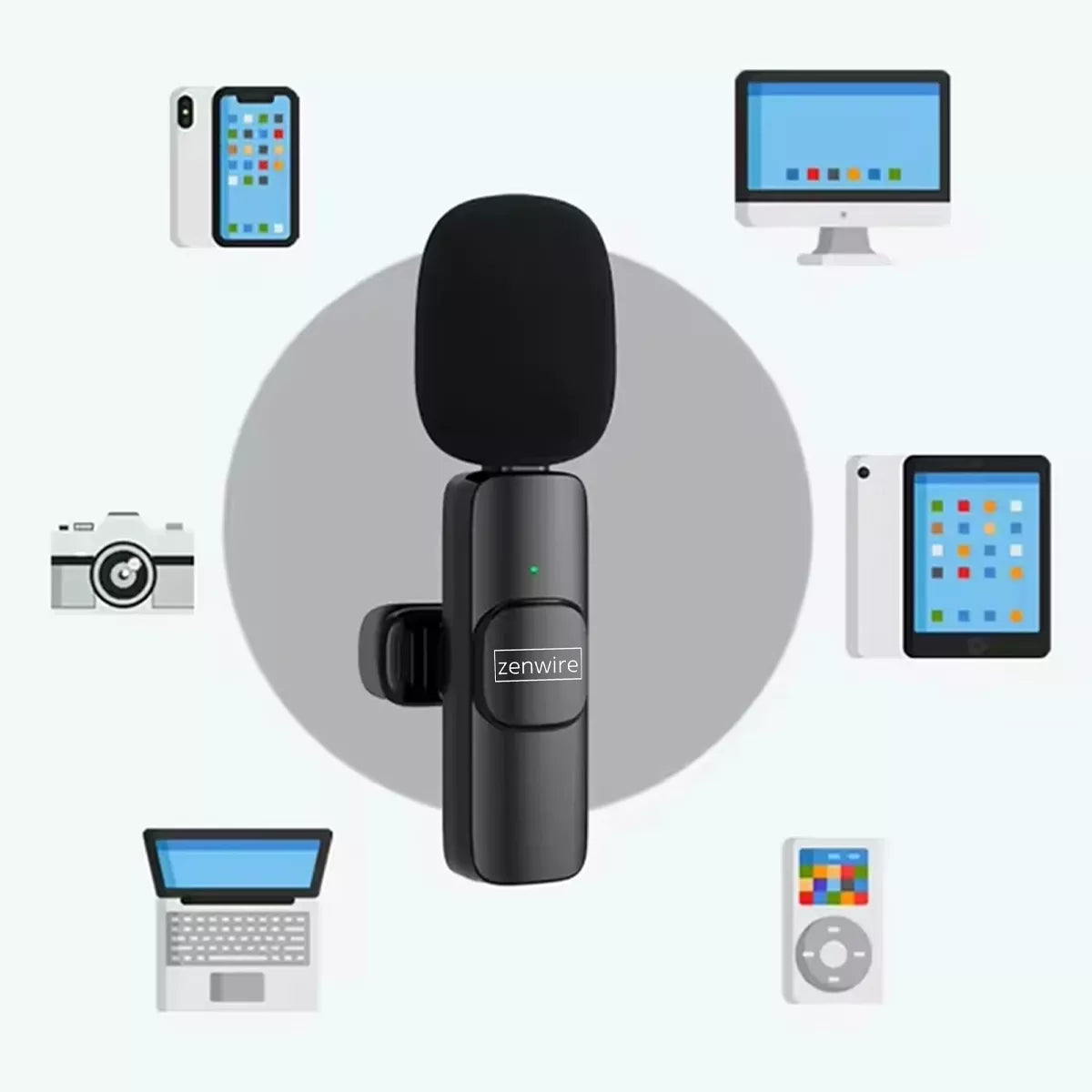 Mini belaidis atlapinis kondensatorinis mikrofonas telefonui, kompiuteriui, USB-C