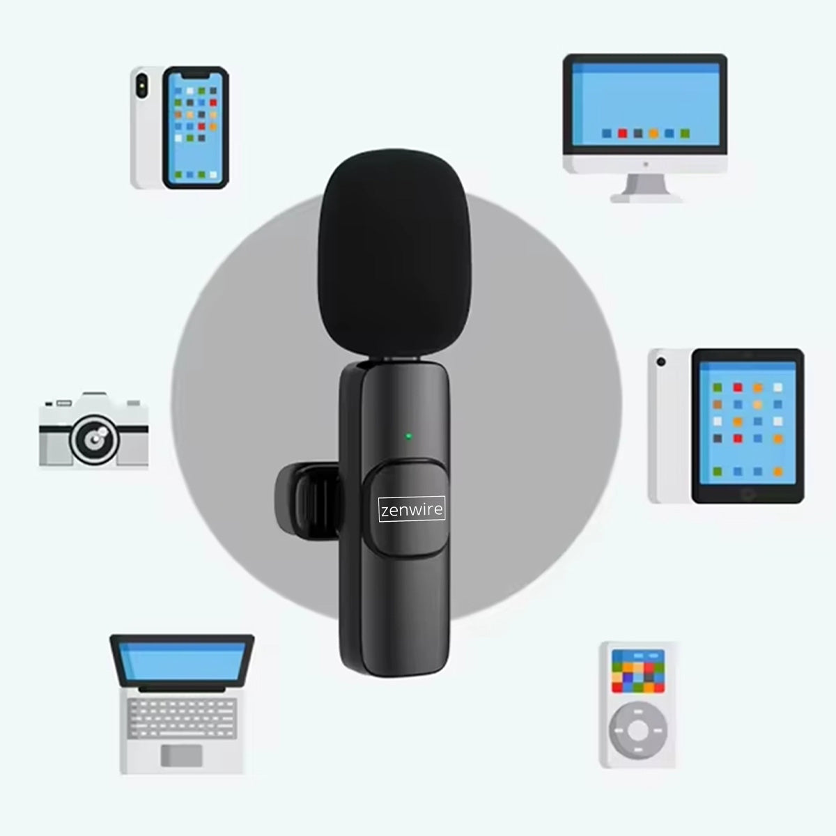 Mini belaidis atlapinis kondensatorinis mikrofonas telefonui, kompiuteriui, USB-C