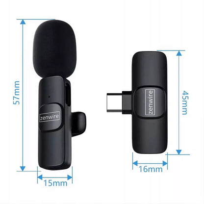 Mini belaidis atlapinis kondensatorinis mikrofonas telefonui, kompiuteriui, USB-C