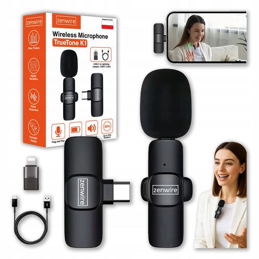 Mini belaidis atlapinis kondensatorinis mikrofonas telefonui, kompiuteriui, USB-C