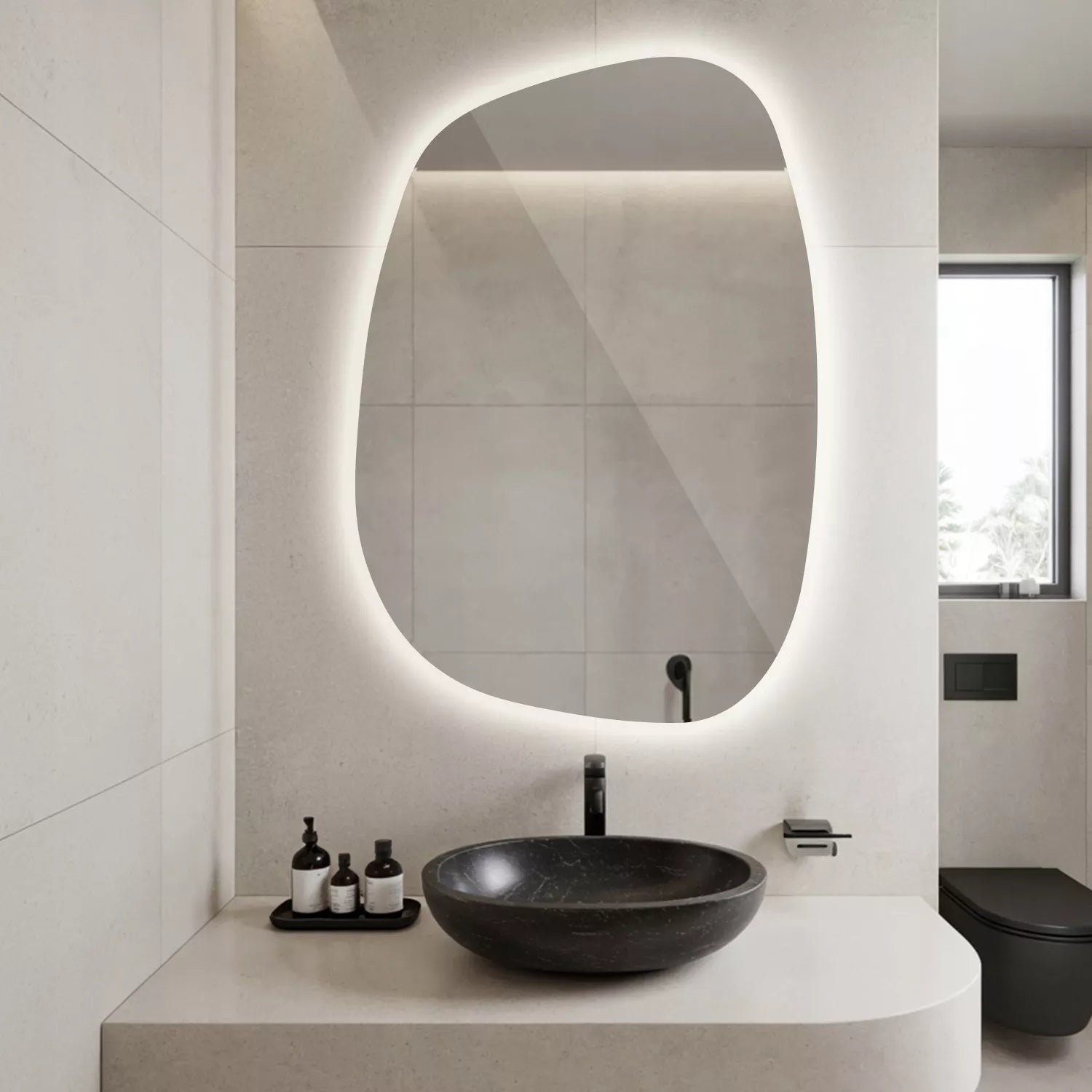 Minimalistinis veidrodis Neutralus LED organinis apšvietimas makiažui