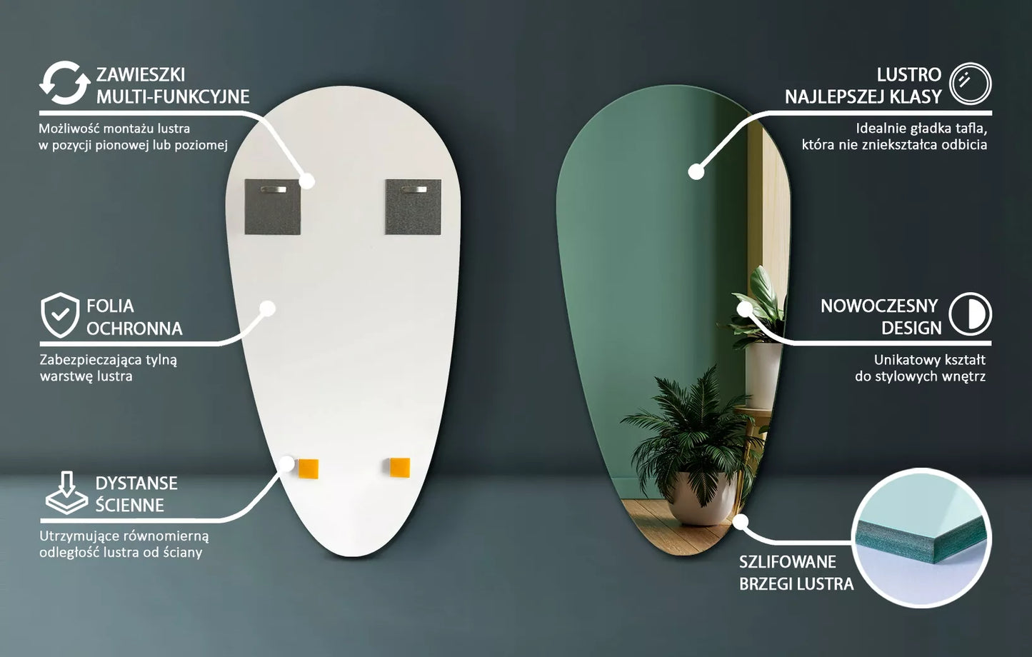 Madingas modernus sieninis veidrodis Loft Boho