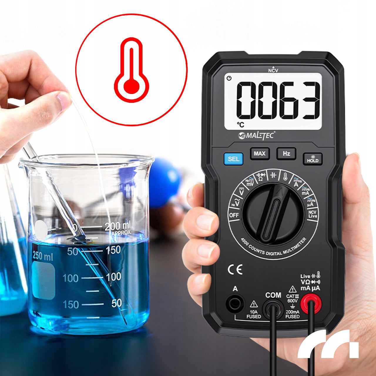 Skaitmeninis multimetras Elektros testeris LCD su laidų rinkiniu