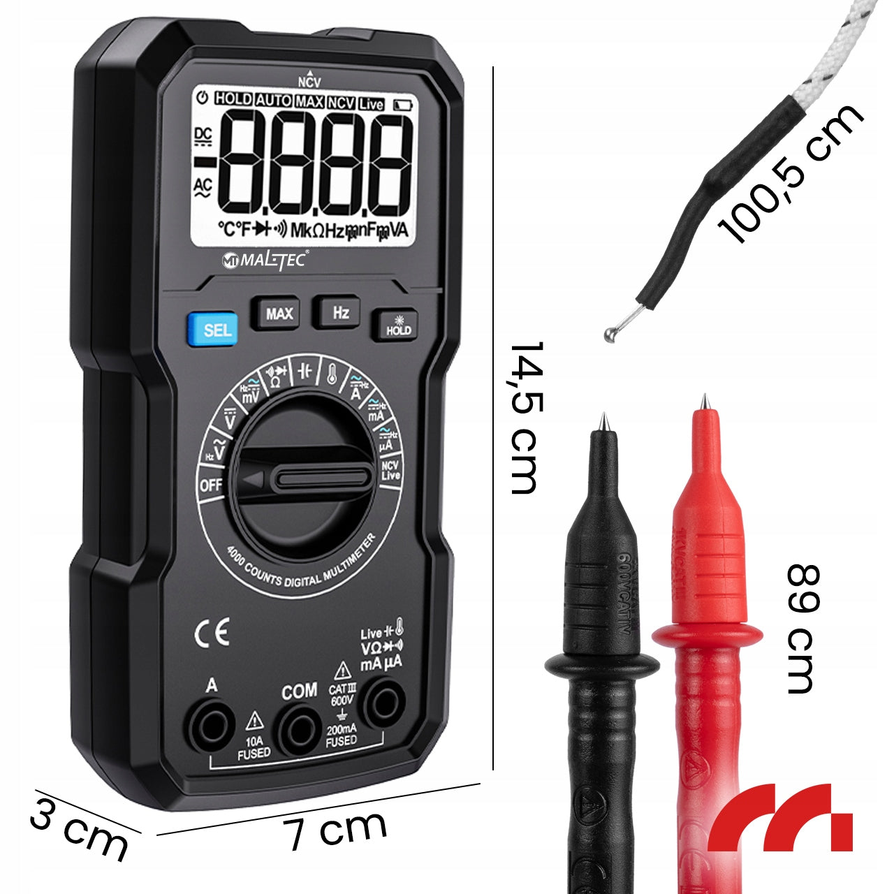 Skaitmeninis multimetras Elektros testeris LCD su laidų rinkiniu