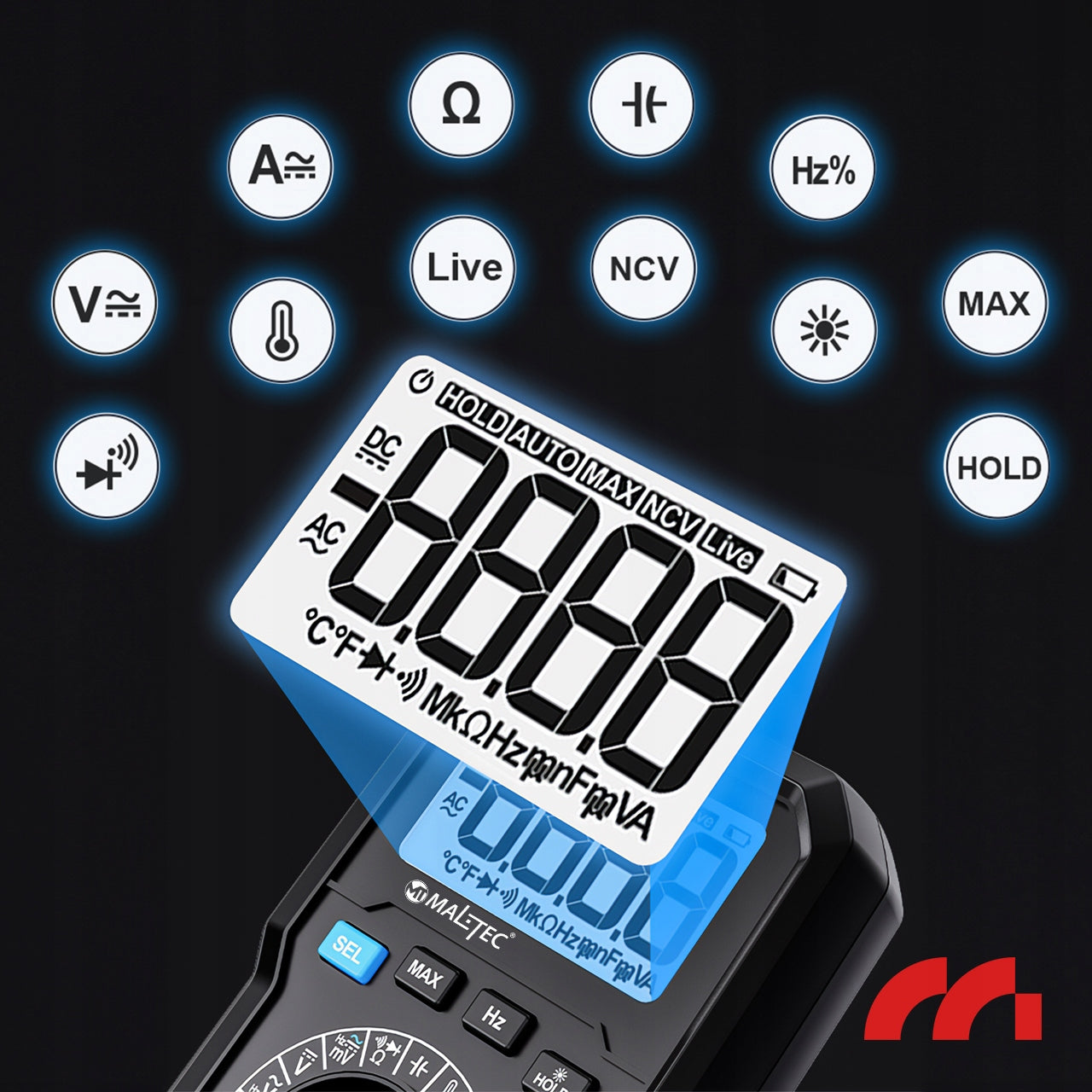 Skaitmeninis multimetras Elektros testeris LCD su laidų rinkiniu