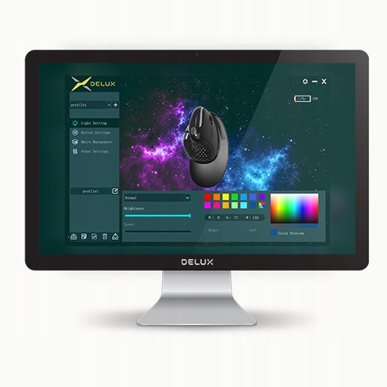 Bevielė vertikali žaidimų pelė nešiojamam kompiuteriui su RGB apšvietimu