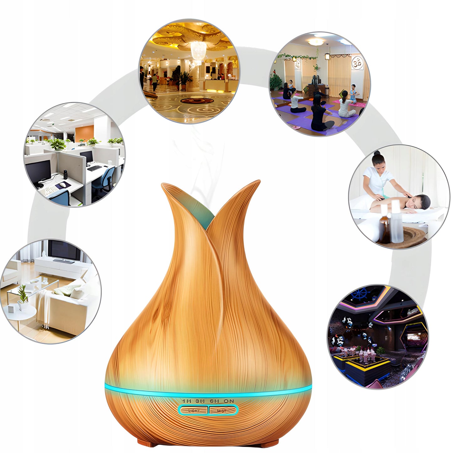 Ultragarsinis mini oro drėkintuvas su LED, 7 spalvomis ir aromaterapija