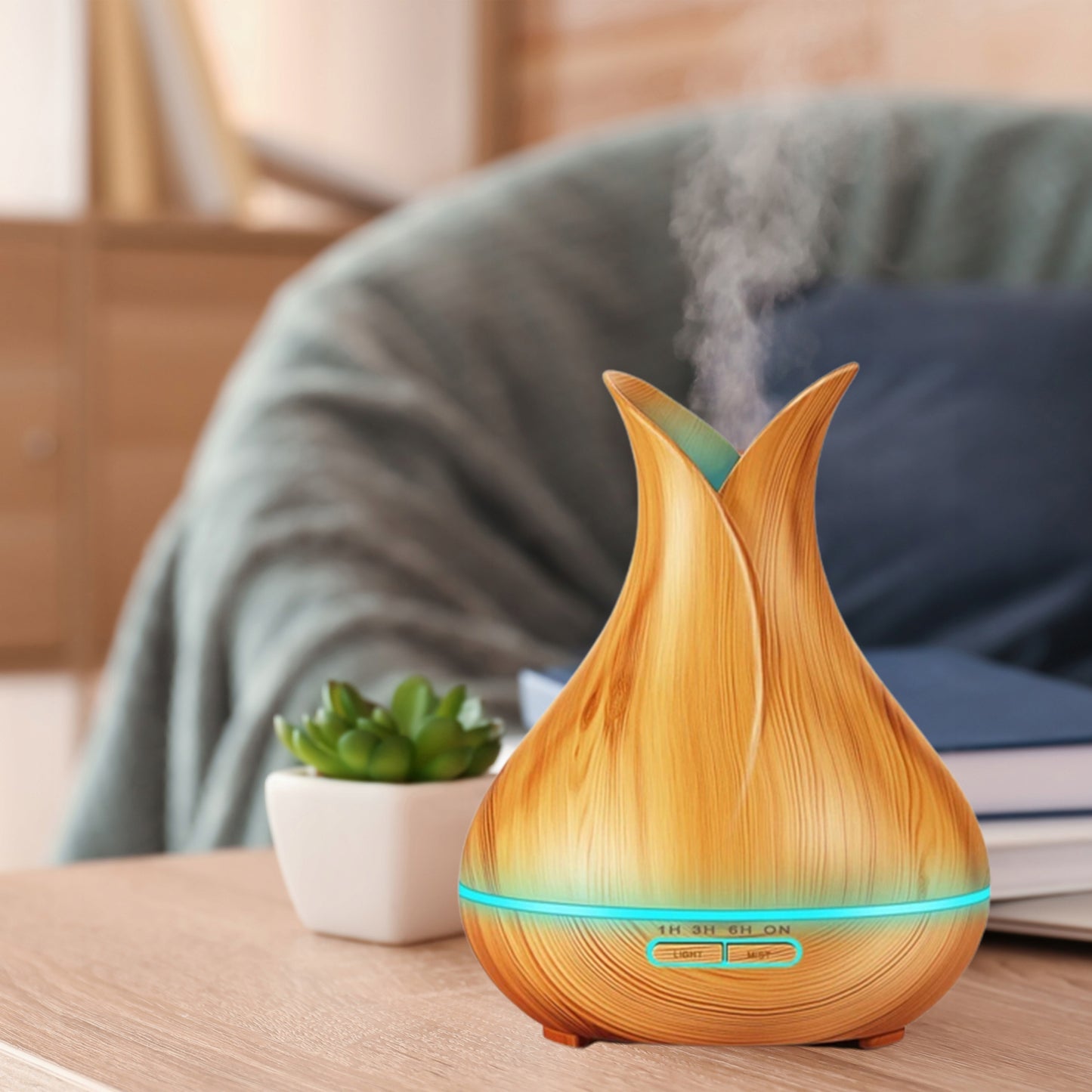 Ultragarsinis mini oro drėkintuvas su LED, 7 spalvomis ir aromaterapija