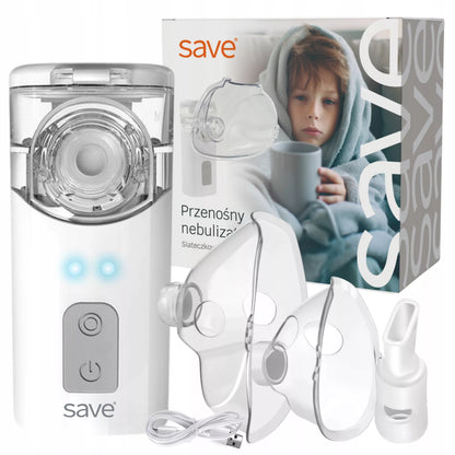 PRZENOŚNY NEBULIZATOR SIATECZKOWY CICHY DLA DZIECI I DOROSŁYCH SAVE