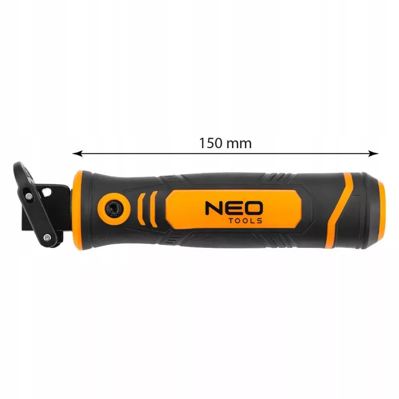 NEO Rankos pjūklas su 4 vnt. metalo/plastiko/medžio pjūklelių rinkiniu, 150 mm