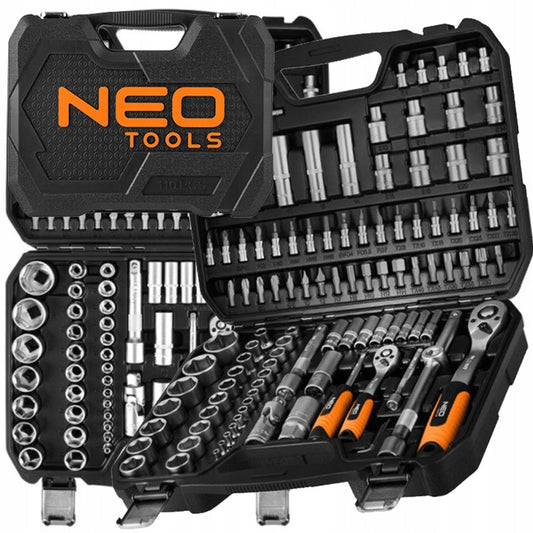 NEO Lizdasūkio Raktų Rinkinys 110 Elementų 1/2" 1/4" - Lizdasūkių Raktų CrV Neo Tools