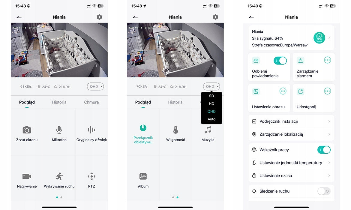 Elektroninis kūdikio monitorius su WiFi kamera, sukiojama, Full HD + 5 colių LCD monitorius, 4x priartinimas