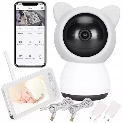 Elektroninis kūdikio monitorius su WiFi kamera, sukiojama, Full HD + 5 colių LCD monitorius, 4x priartinimas