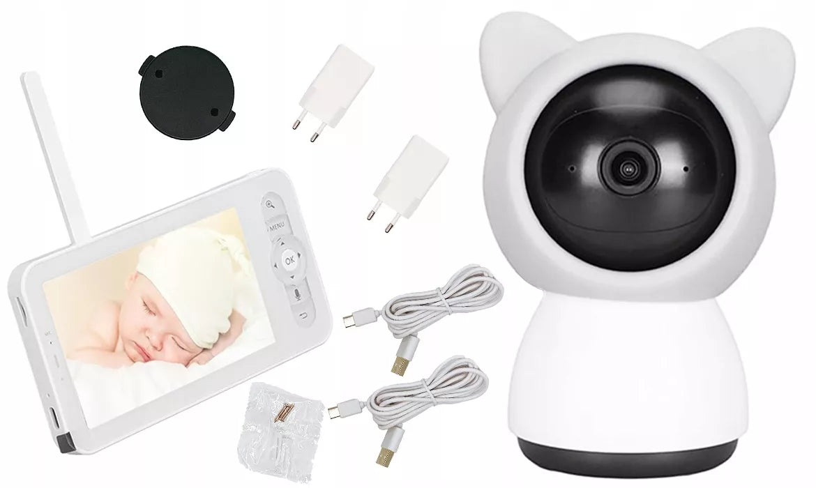 Elektroninis kūdikio monitorius su WiFi kamera, sukiojama, Full HD + 5 colių LCD monitorius, 4x priartinimas