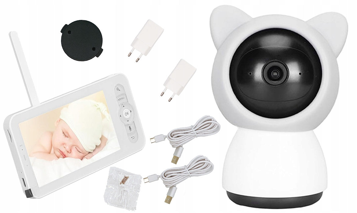Elektroninis kūdikio monitorius su WiFi kamera, sukiojama, Full HD + 5 colių LCD monitorius, 4x priartinimas