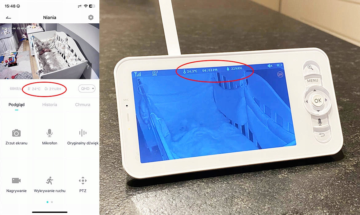 Elektroninis kūdikio monitorius su WiFi kamera, sukiojama, Full HD + 5 colių LCD monitorius, 4x priartinimas