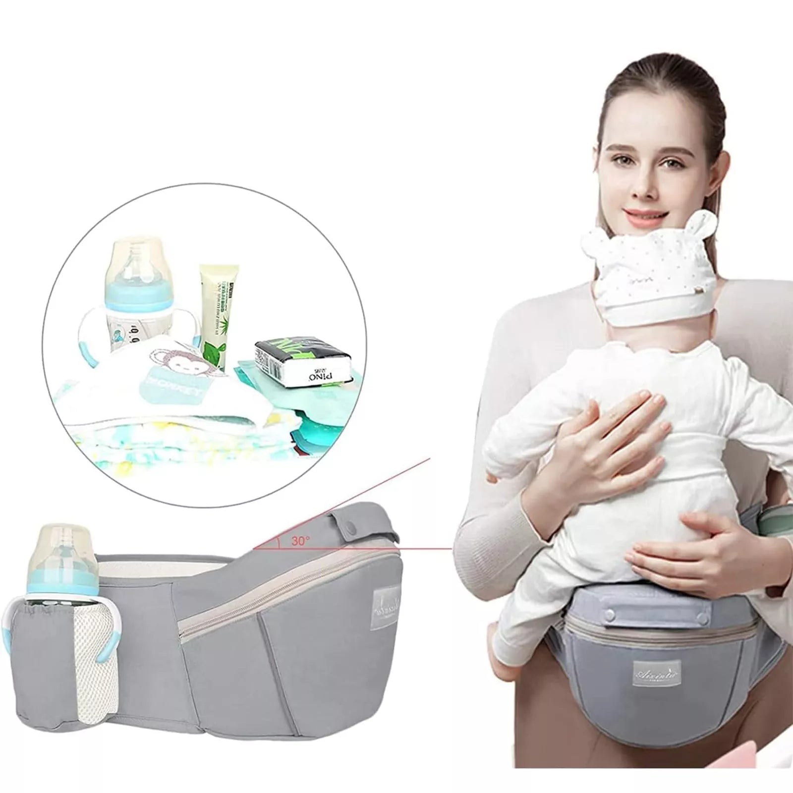 ERGONOMIŠKA KŪDIKIO NEŠYNĖLĖ 15-IN-1, DĖVĖJIMUI ANT NUGAROS IR PRIEKIO, DAUGIAFUNKCINĖ