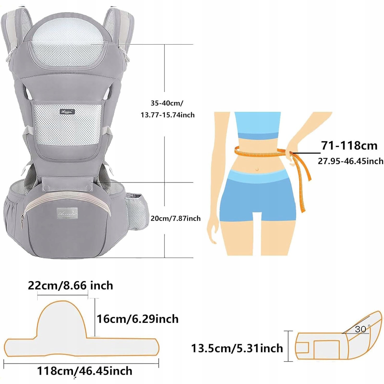 ERGONOMIŠKA KŪDIKIO NEŠYNĖLĖ 15-IN-1, DĖVĖJIMUI ANT NUGAROS IR PRIEKIO, DAUGIAFUNKCINĖ