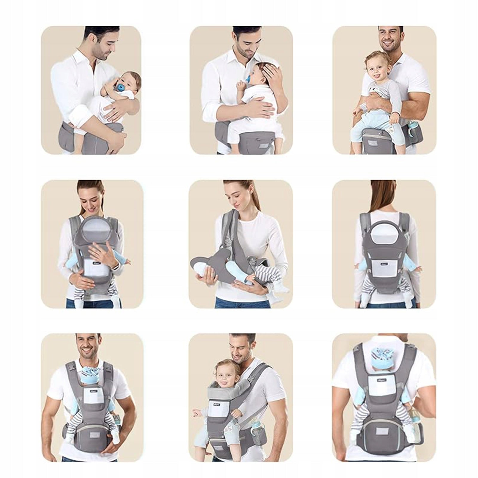 ERGONOMIŠKA KŪDIKIO NEŠYNĖLĖ 15-IN-1, DĖVĖJIMUI ANT NUGAROS IR PRIEKIO, DAUGIAFUNKCINĖ