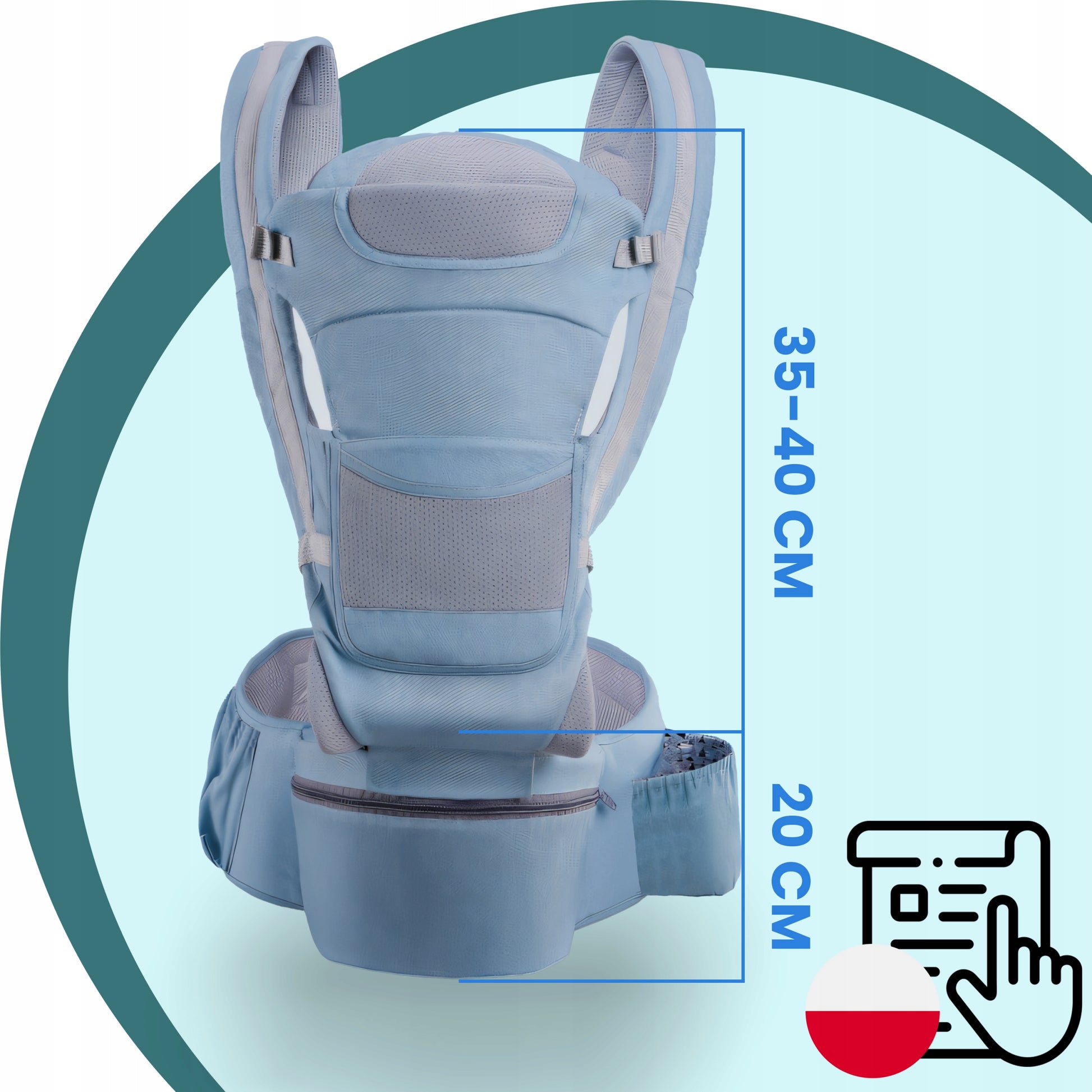 Daugiafunkcinė vaikiška nešynė, sėdynė ant klubo ir ant nugaros