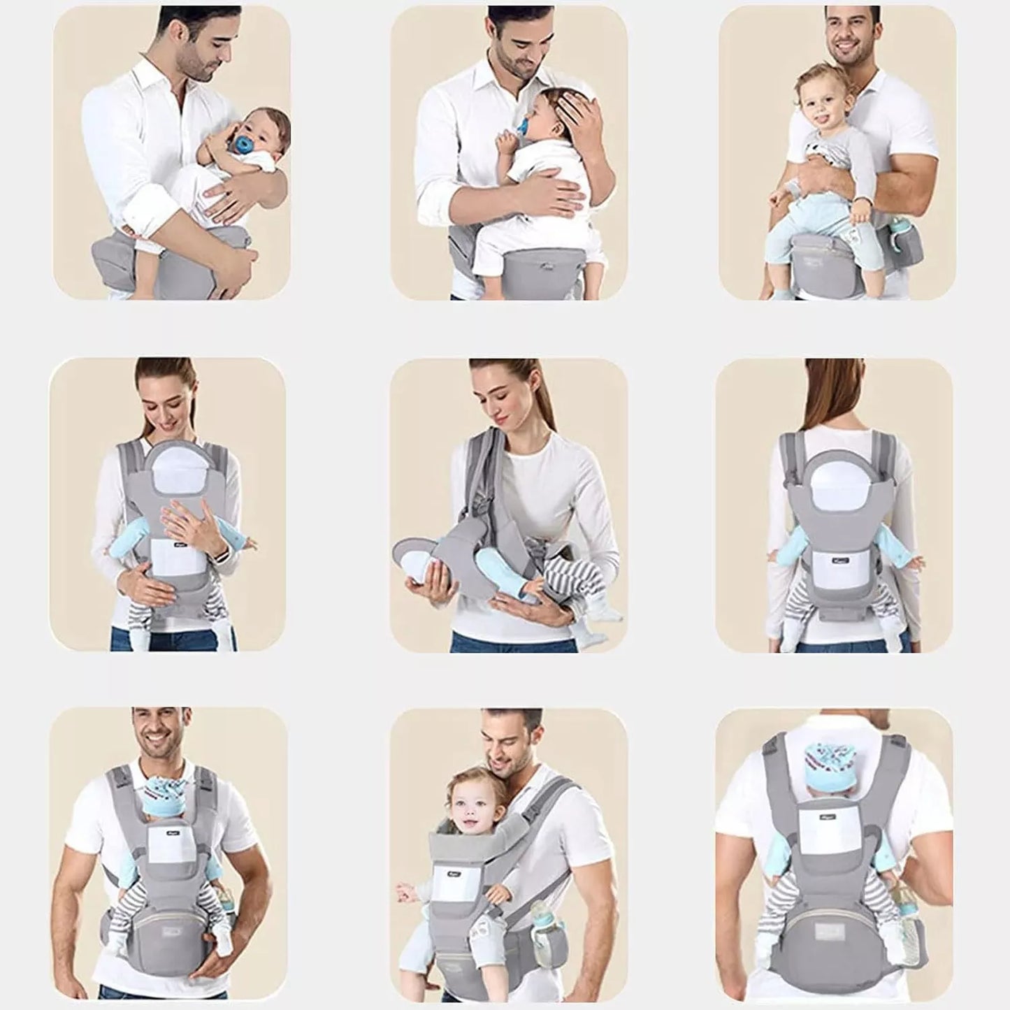 ERGONOMIŠKAS KŪDIKIŲ NEŠYNĖLĖ SU KĖDUTĖ, DAUGIAFUNKCINĖ 3-20 KG