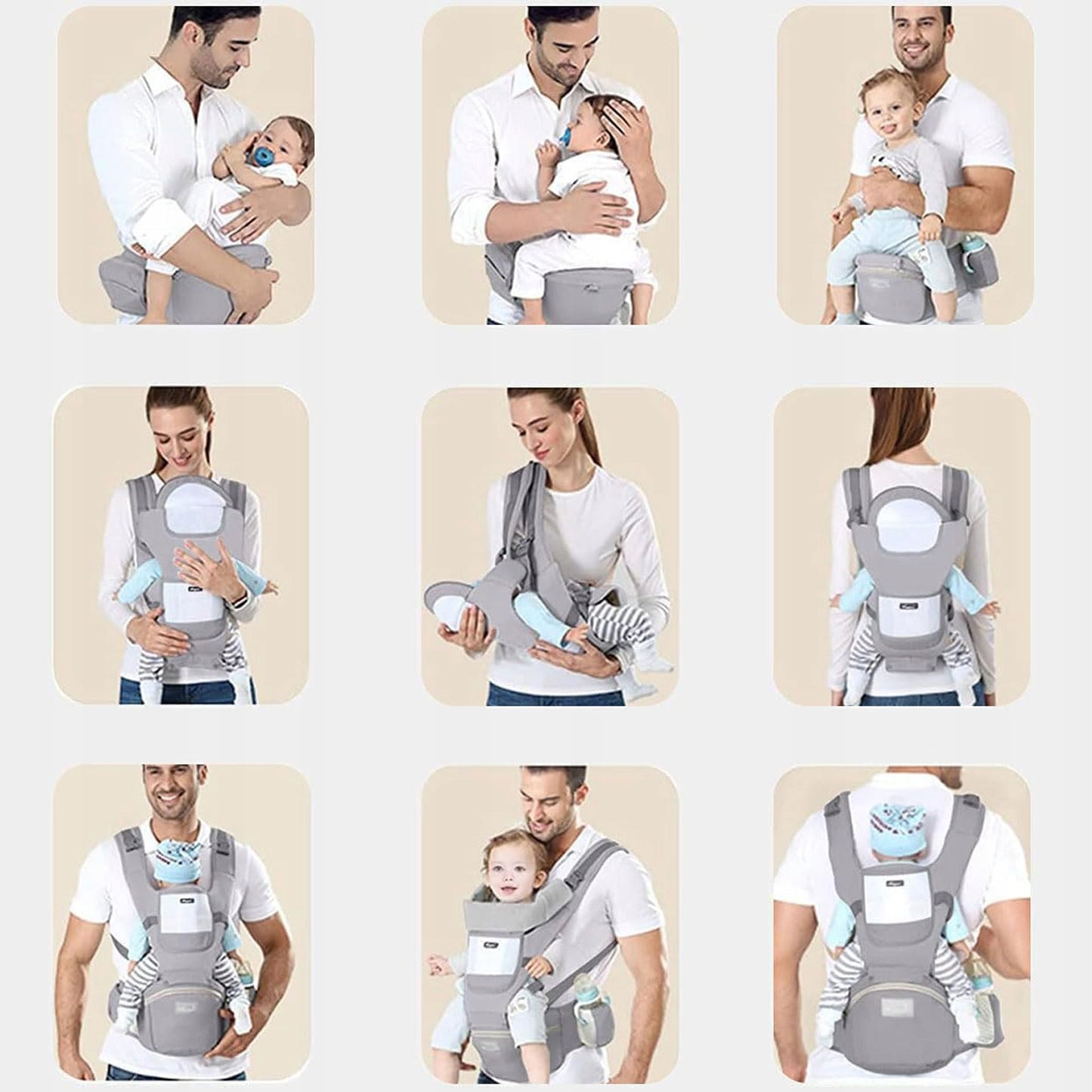 ERGONOMIŠKAS KŪDIKIŲ NEŠYNĖLĖ SU KĖDUTĖ, DAUGIAFUNKCINĖ 3-20 KG