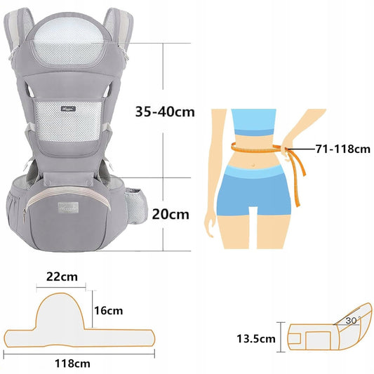 ERGONOMIŠKAS KŪDIKIŲ NEŠYNĖLĖ SU KĖDUTĖ, DAUGIAFUNKCINĖ 3-20 KG