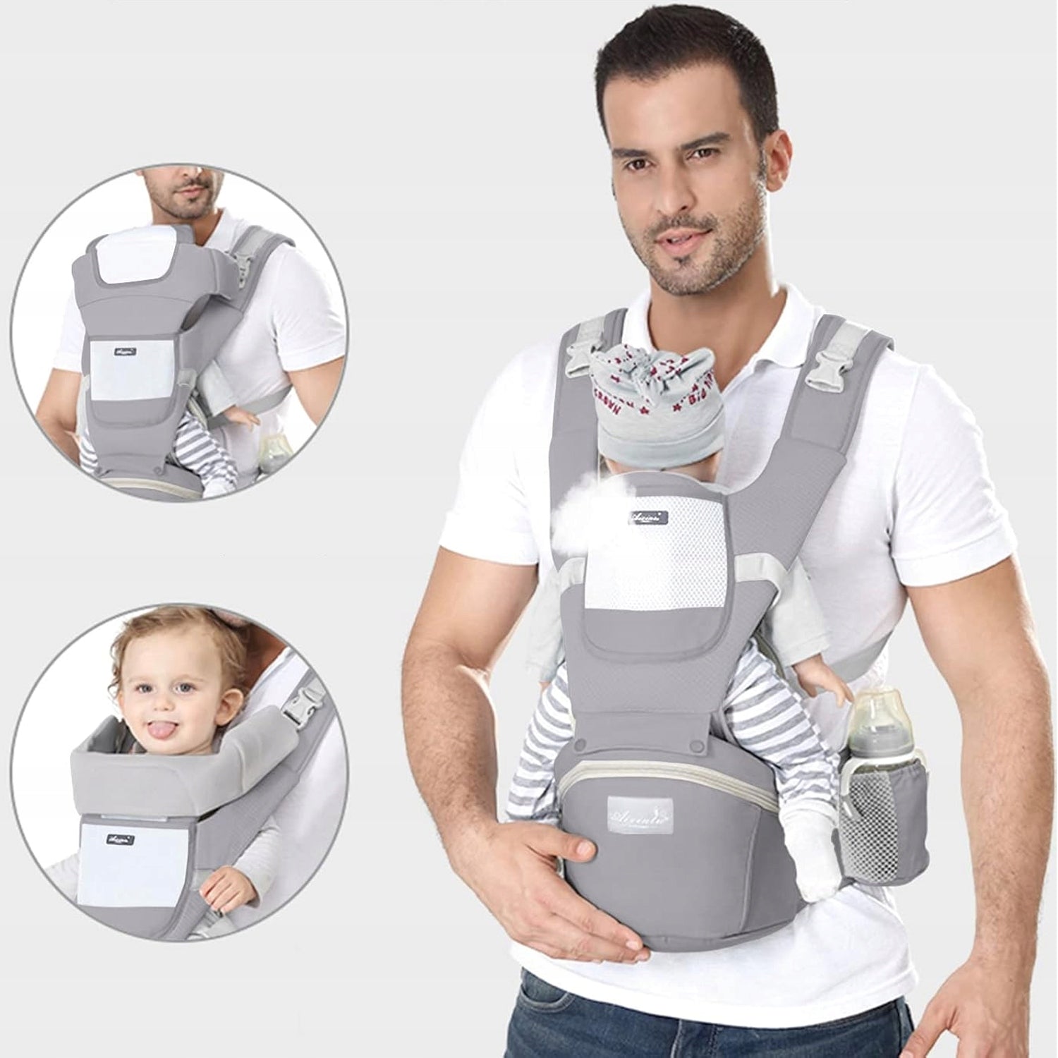 ERGONOMIŠKAS KŪDIKIŲ NEŠYNĖLĖ SU KĖDUTĖ, DAUGIAFUNKCINĖ 3-20 KG