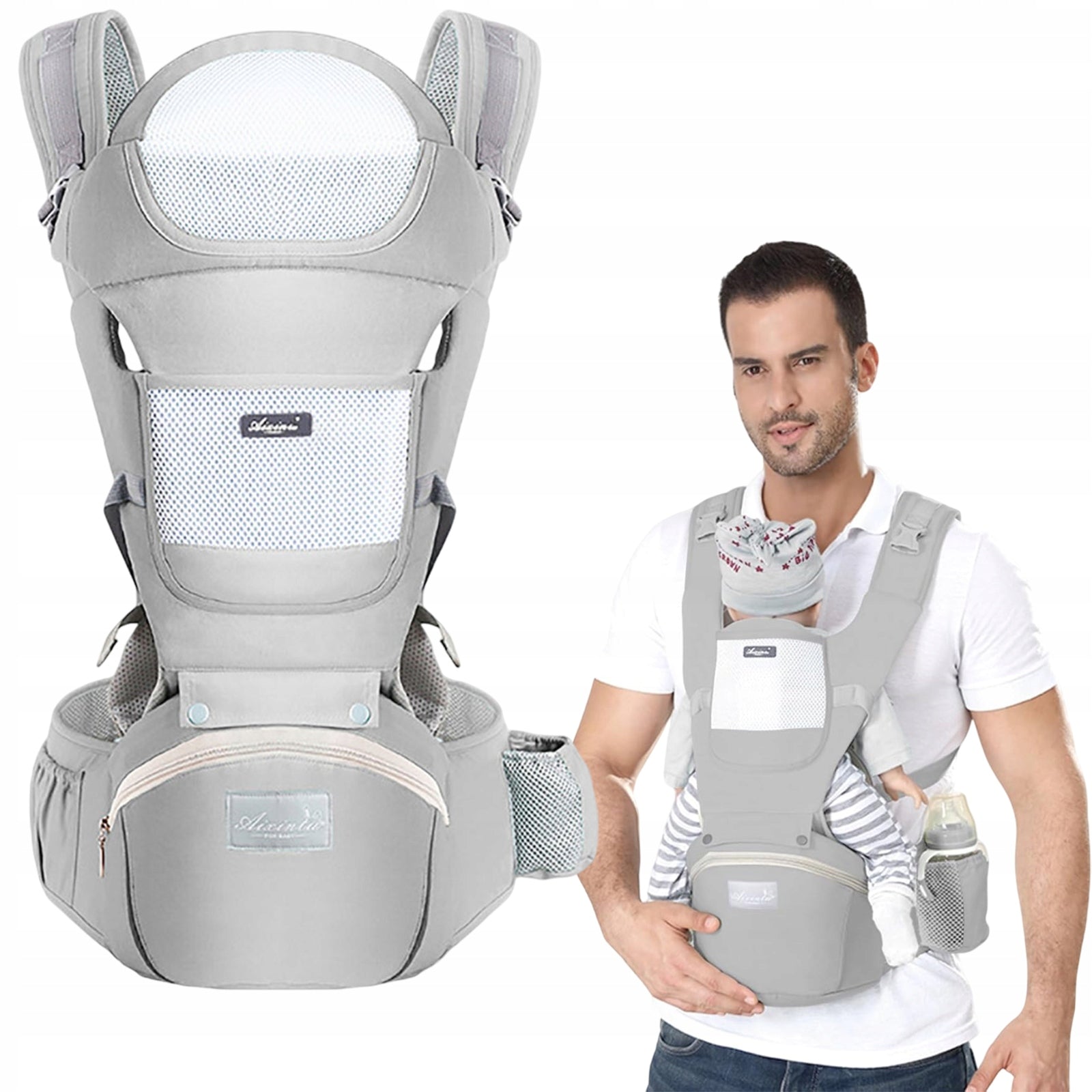 ERGONOMIŠKAS KŪDIKIŲ NEŠYNĖLĖ SU KĖDUTĖ, DAUGIAFUNKCINĖ 3-20 KG