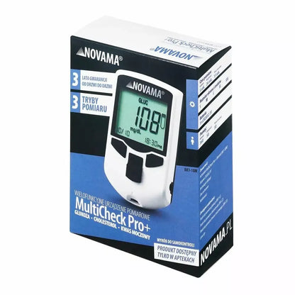 Gliukomatis Novama MULTICHECK PRO+ su cholesterolio, gliukozės ir šlapimo rūgšties matavimo funkcija