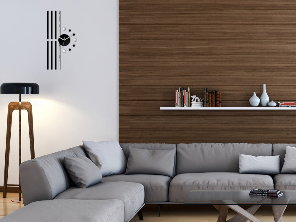 ŠIUOLAIKIŠKAS SIENINIS LAIKRODIS - LINE DIDELIS 60CM VEIDRODINIS