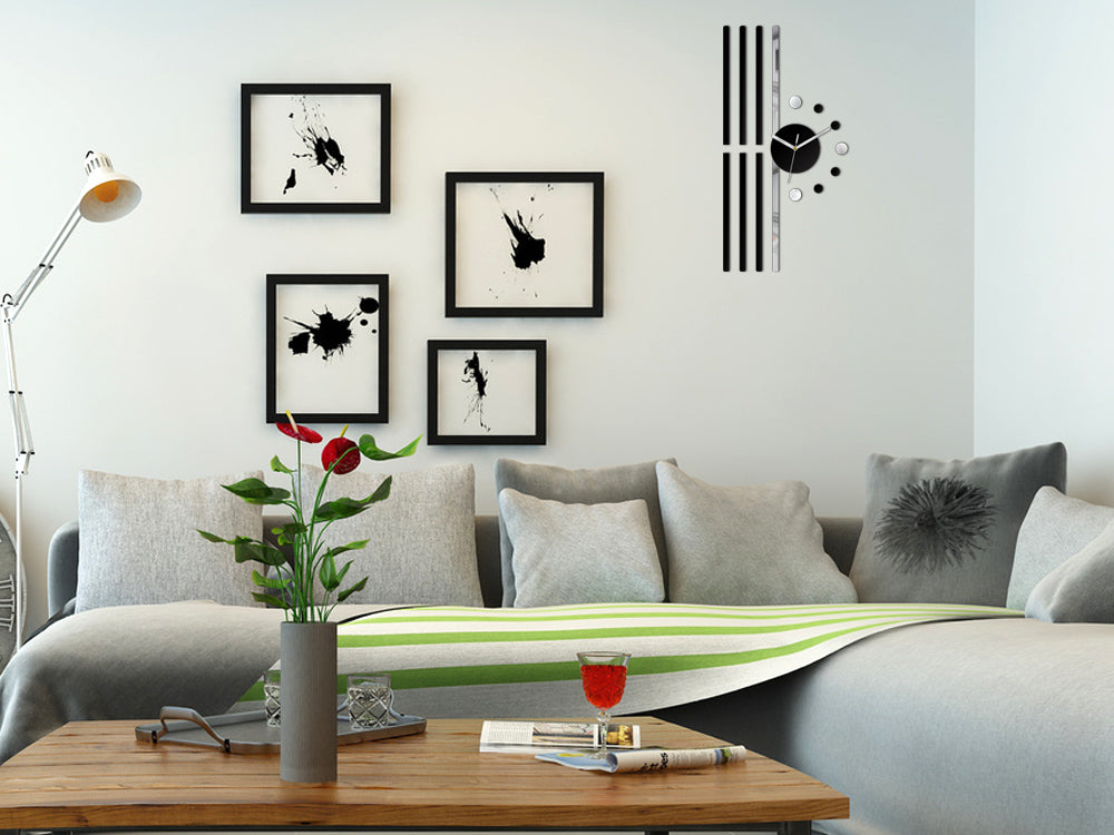 ŠIUOLAIKIŠKAS SIENINIS LAIKRODIS - LINE DIDELIS 60CM VEIDRODINIS