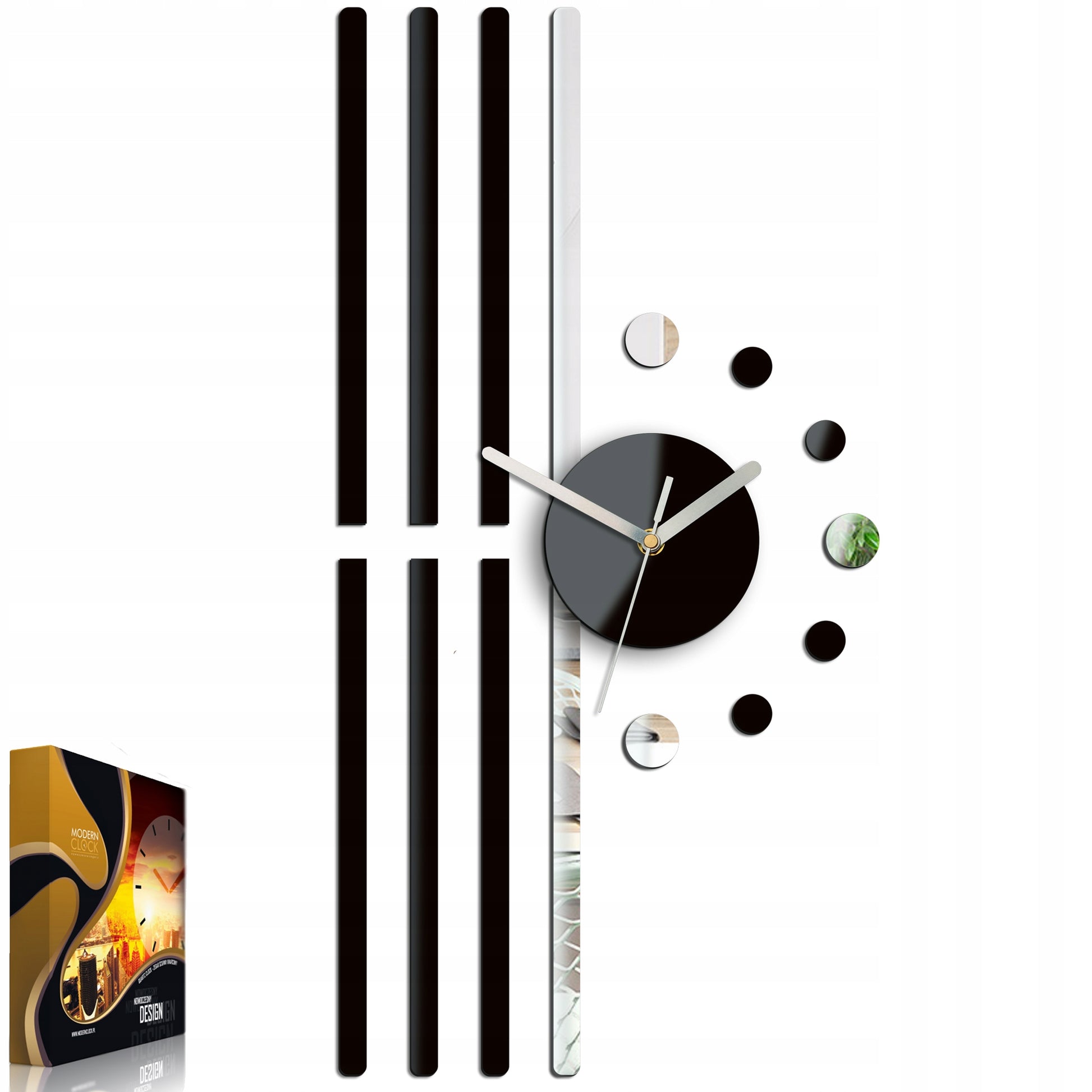 ŠIUOLAIKIŠKAS SIENINIS LAIKRODIS - LINE DIDELIS 60CM VEIDRODINIS