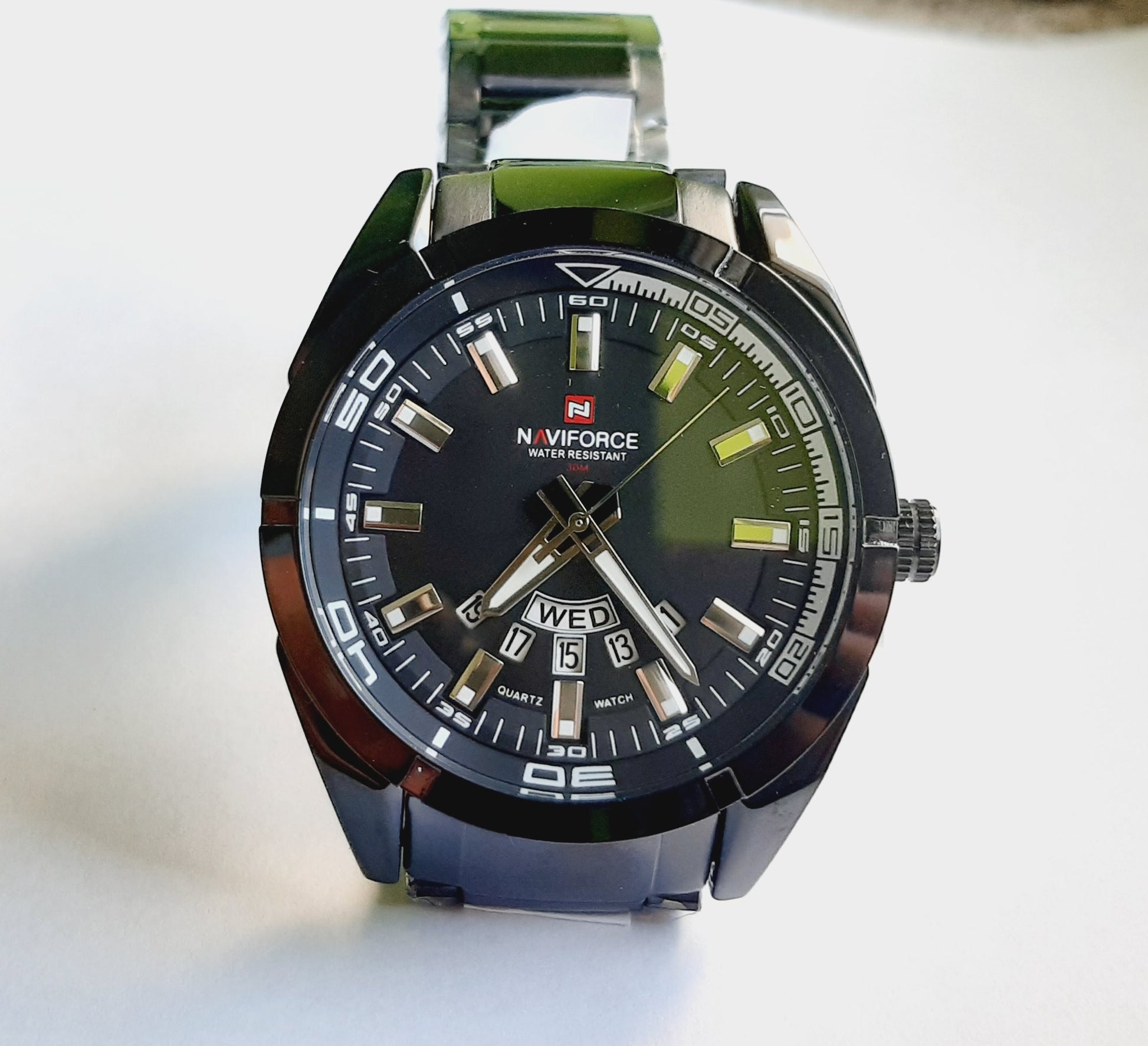 NAUJAS VYRIŠKAS LAIKRODIS NAVIFORCE, KARINIO STILIAUS, DATA-DIENA