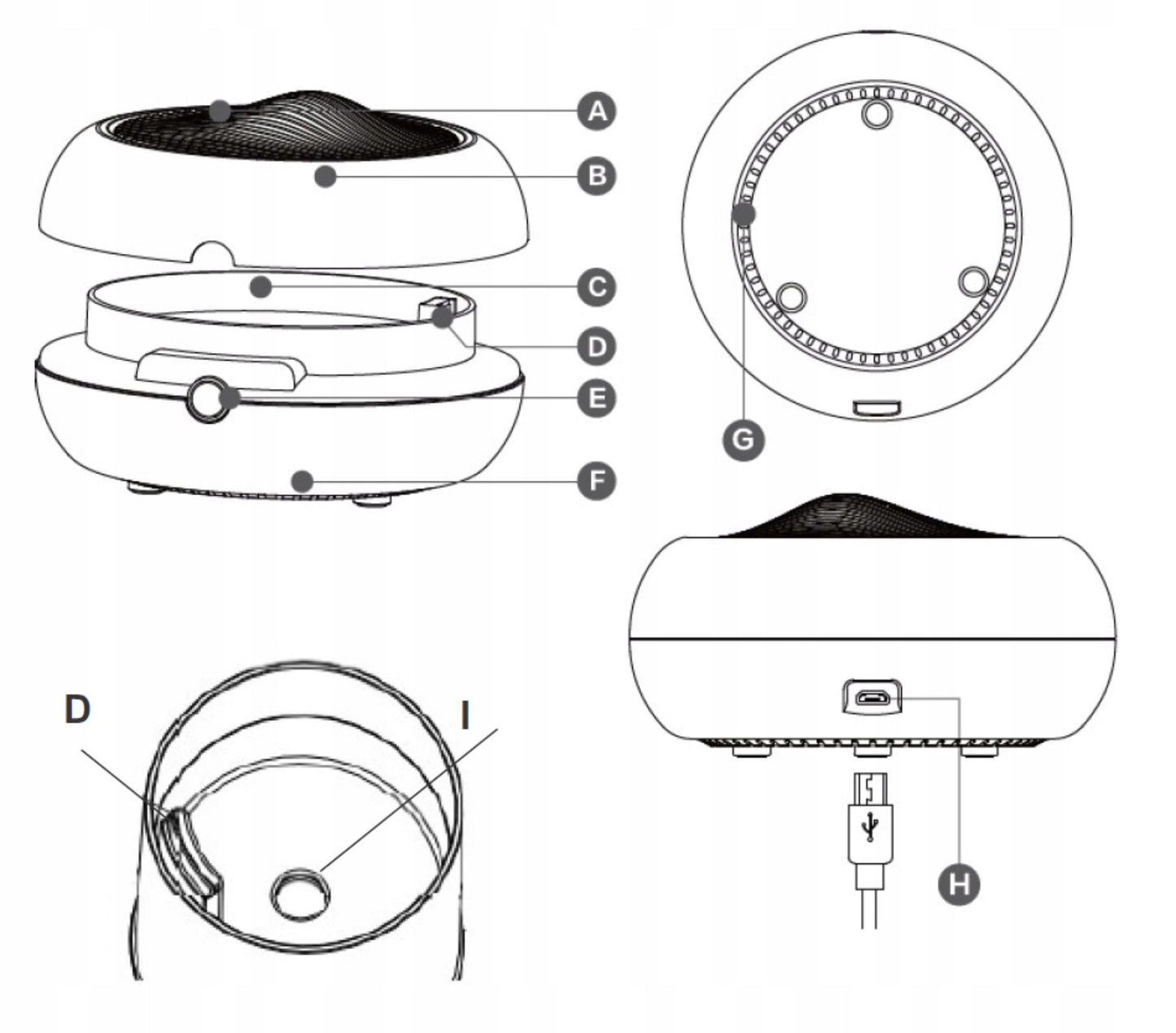 Oro drėkintuvas, aromato difuzorius eteriniams aliejams