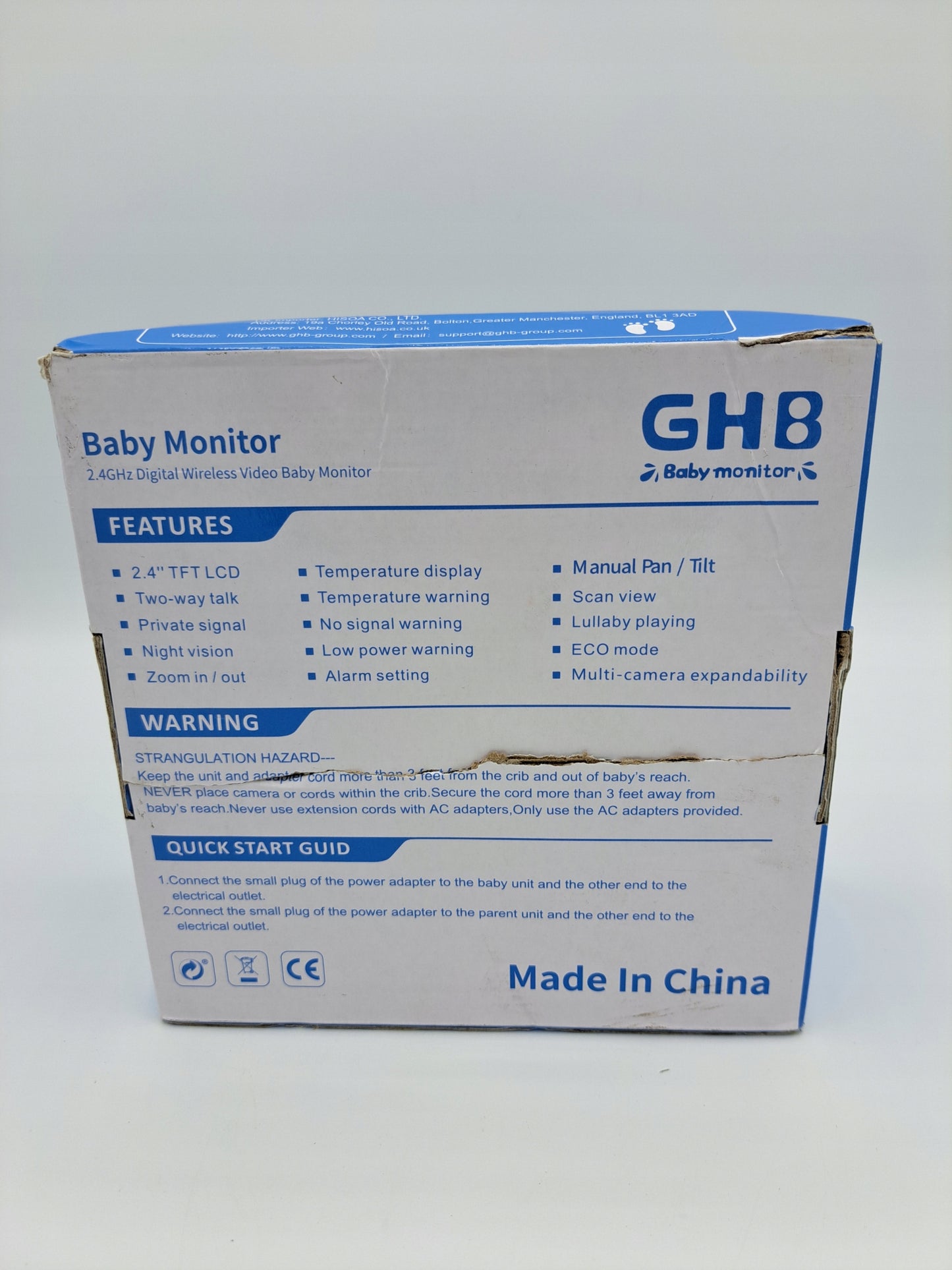 Elektroninė auklė GHB balta Naktinis režimas FULL HD