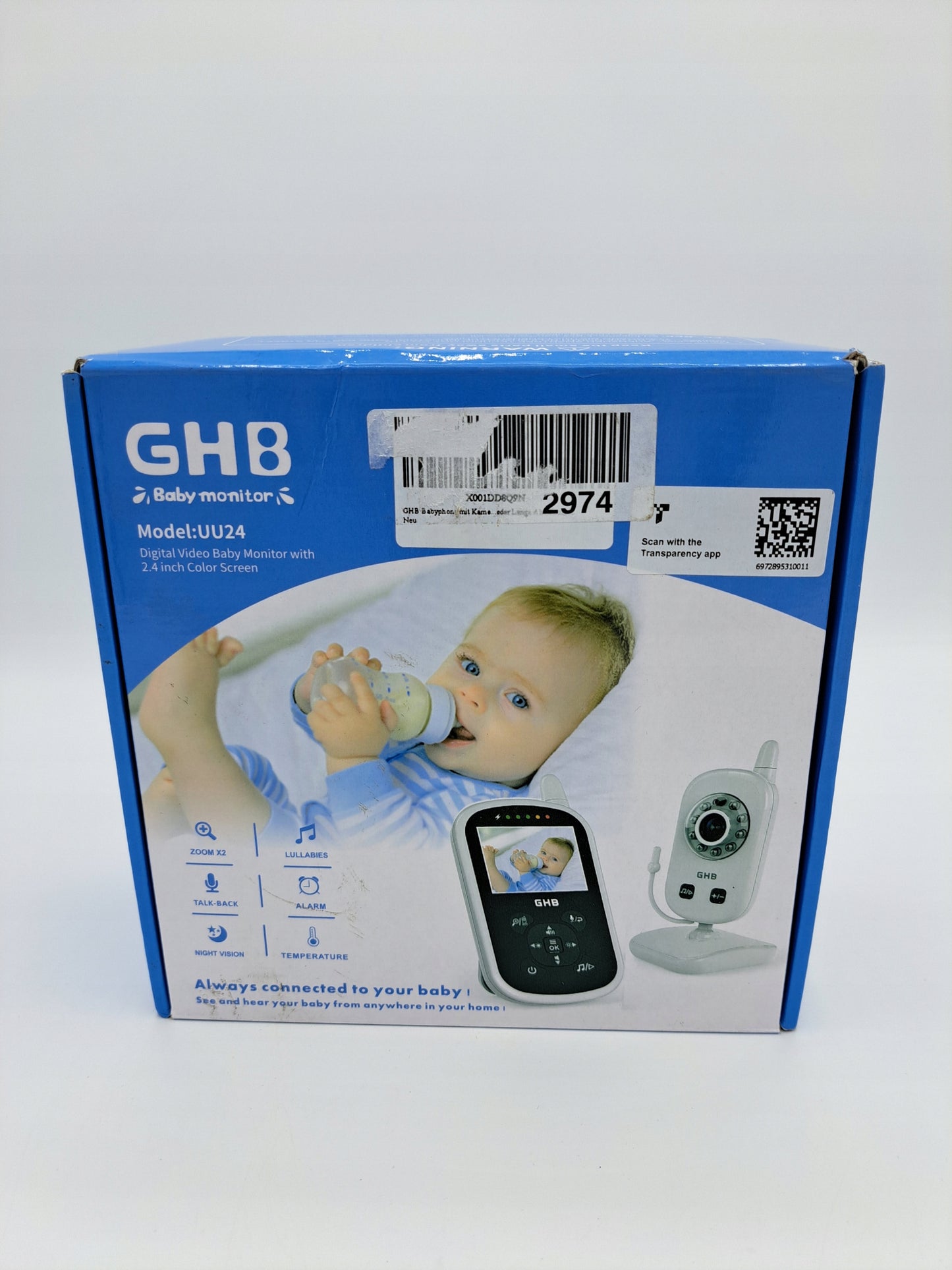 Elektroninė auklė GHB balta Naktinis režimas FULL HD