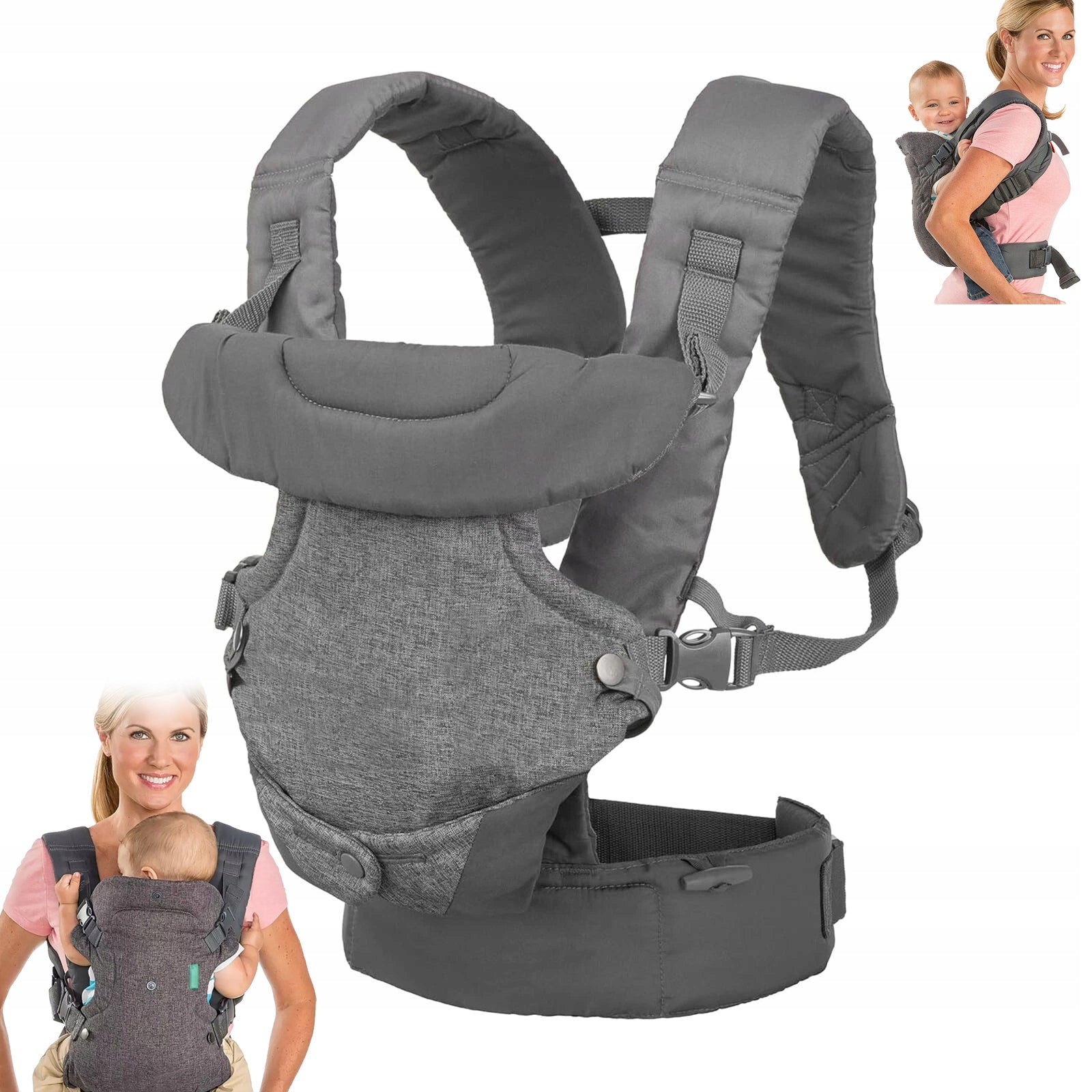 Vaikiška nešioklė 4in1 Ergonomiška nugaros ir klubų nešioklė su sėdyne