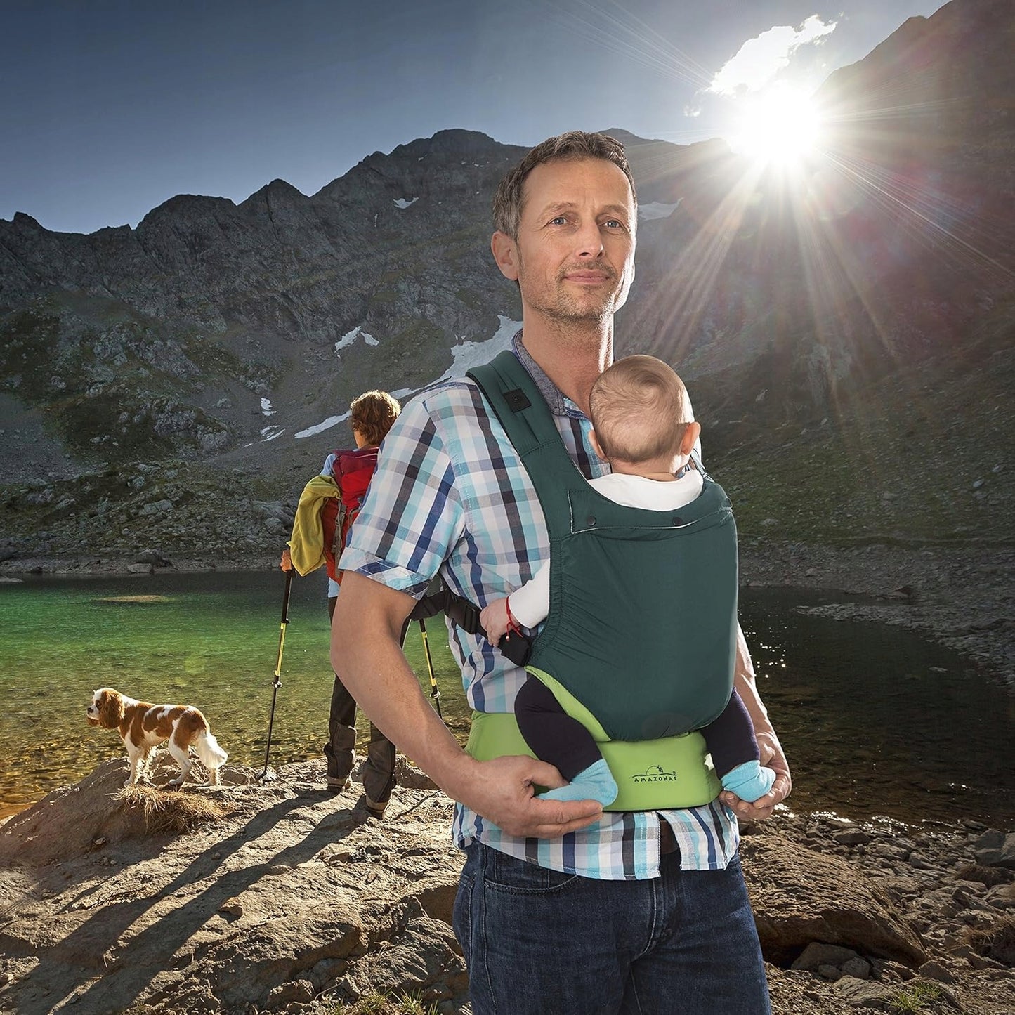 Vaikiškos nešioklės-skarelės Amazonas Smart Carrier Ultra-Light žalios, iki 15kg