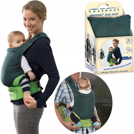 Vaikiškos nešioklės-skarelės Amazonas Smart Carrier Ultra-Light žalios, iki 15kg