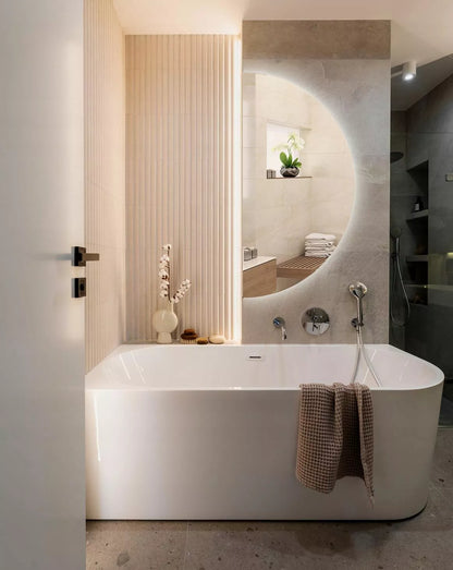 Modernus LED veidrodis svetainei, prieškambariui, pusapvalis, Loft stiliaus, dizaino